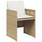 Preview: 5-tlg. Garten-Essgruppe mit Kissen Beige Poly Rattan