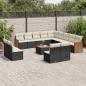 Preview: ARDEBO.de - 14-tlg. Garten-Sofagarnitur mit Kissen Schwarz Poly Rattan