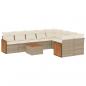 Preview: ARDEBO.de - 10-tlg. Garten-Sofagarnitur mit Kissen Beige Poly Rattan