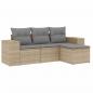 Preview: ARDEBO.de - 4-tlg. Garten-Sofagarnitur mit Kissen Beige Poly Rattan