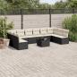 Preview: ARDEBO.de - 11-tlg. Garten-Sofagarnitur mit Kissen Schwarz Poly Rattan