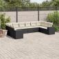 Preview: ARDEBO.de - 10-tlg. Garten-Sofagarnitur mit Kissen Schwarz Poly Rattan