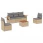 Preview: ARDEBO.de - 6-tlg. Garten-Sofagarnitur mit Kissen Beige Poly Rattan