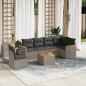 Preview: ARDEBO.de - 7-tlg. Garten-Sofagarnitur mit Kissen Grau Poly Rattan