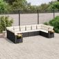 Preview: ARDEBO.de - 10-tlg. Garten-Sofagarnitur mit Kissen Schwarz Poly Rattan