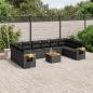 Preview: ARDEBO.de - 11-tlg. Garten-Sofagarnitur mit Kissen Schwarz Poly Rattan