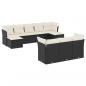 Preview: 10-tlg. Garten-Sofagarnitur mit Kissen Schwarz Poly Rattan