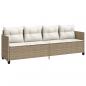 Preview: Sonnenliege mit Kissen Beige Poly Rattan