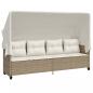 Preview: Sonnenliege mit Dach und Kissen Beige Poly Rattan