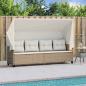 Preview: Sonnenliege mit Dach und Kissen Beige Poly Rattan