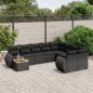 Preview: ARDEBO.de - 10-tlg. Garten-Sofagarnitur mit Kissen Schwarz Poly Rattan