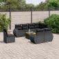 Preview: ARDEBO.de - 9-tlg. Garten-Sofagarnitur mit Kissen Schwarz Poly Rattan