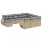 Preview: 11-tlg. Garten-Sofagarnitur mit Kissen Beige Poly Rattan