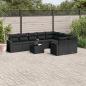 Preview: ARDEBO.de - 10-tlg. Garten-Sofagarnitur mit Kissen Schwarz Poly Rattan