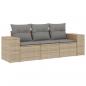 Preview: 3-tlg. Garten-Sofagarnitur mit Kissen Beige Poly Rattan