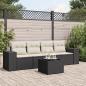 Preview: ARDEBO.de - 5-tlg. Garten-Sofagarnitur mit Kissen Schwarz Poly Rattan