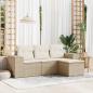 Preview: ARDEBO.de - 4-tlg. Garten-Sofagarnitur mit Kissen Beige Poly Rattan