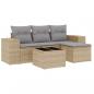 Preview: 5-tlg. Garten-Sofagarnitur mit Kissen Beige Poly Rattan