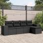 Preview: ARDEBO.de - 5-tlg. Garten-Sofagarnitur mit Kissen Schwarz Poly Rattan