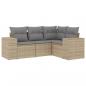 Preview: 4-tlg. Garten-Sofagarnitur mit Kissen Beige Poly Rattan