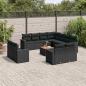 Preview: ARDEBO.de - 12-tlg. Garten-Sofagarnitur mit Kissen Schwarz Poly Rattan