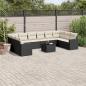 Preview: ARDEBO.de - 11-tlg. Garten-Sofagarnitur mit Kissen Schwarz Poly Rattan