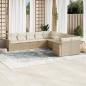 Preview: ARDEBO.de - 10-tlg. Garten-Sofagarnitur mit Kissen Beige Poly Rattan