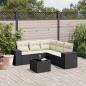 Preview: ARDEBO.de - 6-tlg. Garten-Sofagarnitur mit Kissen Schwarz Poly Rattan