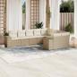 Preview: ARDEBO.de - 9-tlg. Garten-Sofagarnitur mit Kissen Beige Poly Rattan