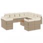 Preview: 13-tlg. Garten-Sofagarnitur mit Kissen Beige Poly Rattan