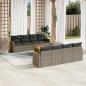 Preview: ARDEBO.de - 9-tlg. Garten-Sofagarnitur mit Kissen Grau Poly Rattan