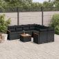 Preview: ARDEBO.de - 9-tlg. Garten-Sofagarnitur mit Kissen Schwarz Poly Rattan