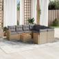 Preview: ARDEBO.de - 9-tlg. Garten-Sofagarnitur mit Kissen Beige Poly Rattan