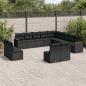 Preview: ARDEBO.de - 13-tlg. Garten-Sofagarnitur mit Kissen Schwarz Poly Rattan