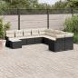 Preview: ARDEBO.de - 11-tlg. Garten-Sofagarnitur mit Kissen Schwarz Poly Rattan