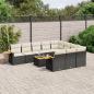 Preview: ARDEBO.de - 11-tlg. Garten-Sofagarnitur mit Kissen Schwarz Poly Rattan