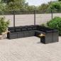 Preview: ARDEBO.de - 10-tlg. Garten-Sofagarnitur mit Kissen Schwarz Poly Rattan