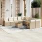 Preview: ARDEBO.de - 11-tlg. Garten-Sofagarnitur mit Kissen Beige Poly Rattan