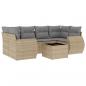 Preview: 7-tlg. Garten-Sofagarnitur mit Kissen Beige Poly Rattan