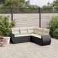 Preview: ARDEBO.de - 5-tlg. Garten-Sofagarnitur mit Kissen Schwarz Poly Rattan