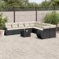 Preview: ARDEBO.de - 11-tlg. Garten-Sofagarnitur mit Kissen Schwarz Poly Rattan