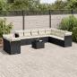 Preview: ARDEBO.de - 11-tlg. Garten-Sofagarnitur mit Kissen Schwarz Poly Rattan