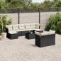 Preview: ARDEBO.de - 10-tlg. Garten-Sofagarnitur mit Kissen Schwarz Poly Rattan