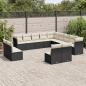 Preview: ARDEBO.de - 13-tlg. Garten-Sofagarnitur mit Kissen Schwarz Poly Rattan