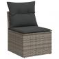 Preview: 13-tlg. Garten-Sofagarnitur mit Kissen Grau Poly Rattan