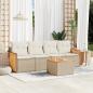 Preview: ARDEBO.de - 5-tlg. Garten-Sofagarnitur mit Kissen Beige Poly Rattan