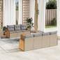 Preview: ARDEBO.de - 8-tlg. Garten-Sofagarnitur mit Kissen Beige Poly Rattan