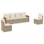 Preview: 6-tlg. Garten-Sofagarnitur mit Kissen Beige Poly Rattan