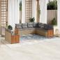 Preview: ARDEBO.de - 9-tlg. Garten-Sofagarnitur mit Kissen Beige Poly Rattan