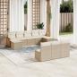 Preview: ARDEBO.de - 10-tlg. Garten-Sofagarnitur mit Kissen Beige Poly Rattan